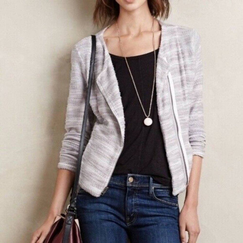 Anthropologie Dolan Grey Textured Off-Center Zip Jacket